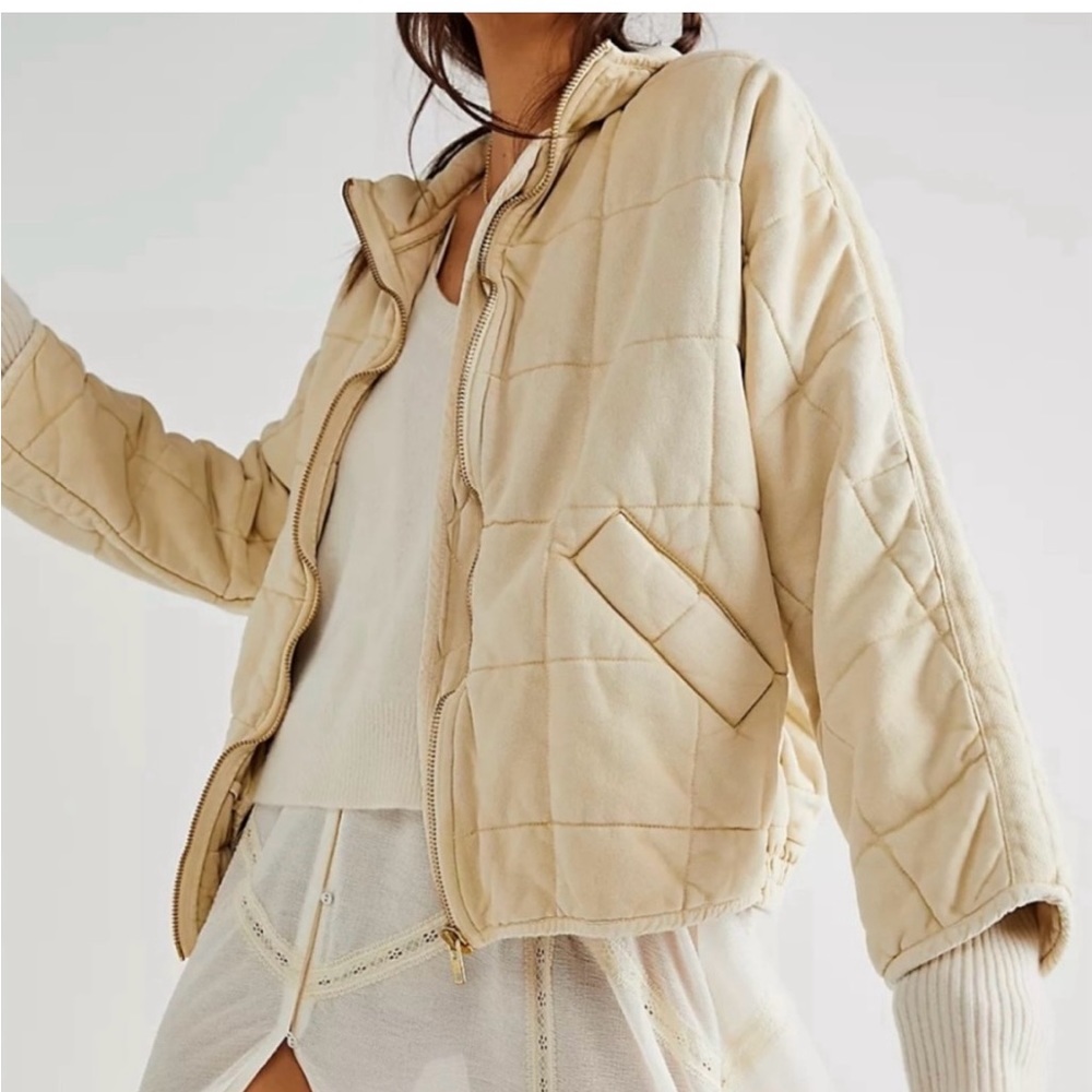 Free People Dolman Quilted Jacket Large Vanilla Crème